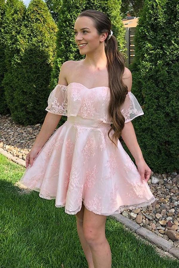 pink short prom dresses